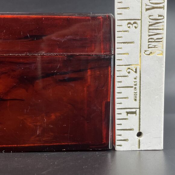 MCM Plastic Jewelry Box Brown Tortoiseshell Gold Graphic Imprint 9.75x6.5x3.75 - Picture 9 of 16